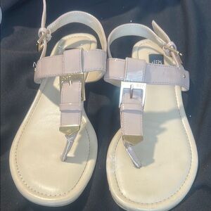 Jones New York Beige Sandals with Gold Accents